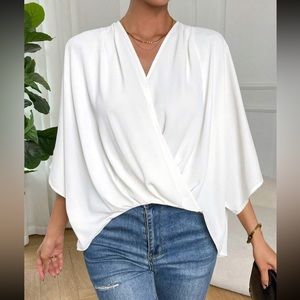 Boho batwing sleeve wrap blouse